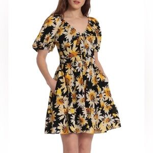 Donna Morgan Sunflower Mini Babydoll Summer Dress